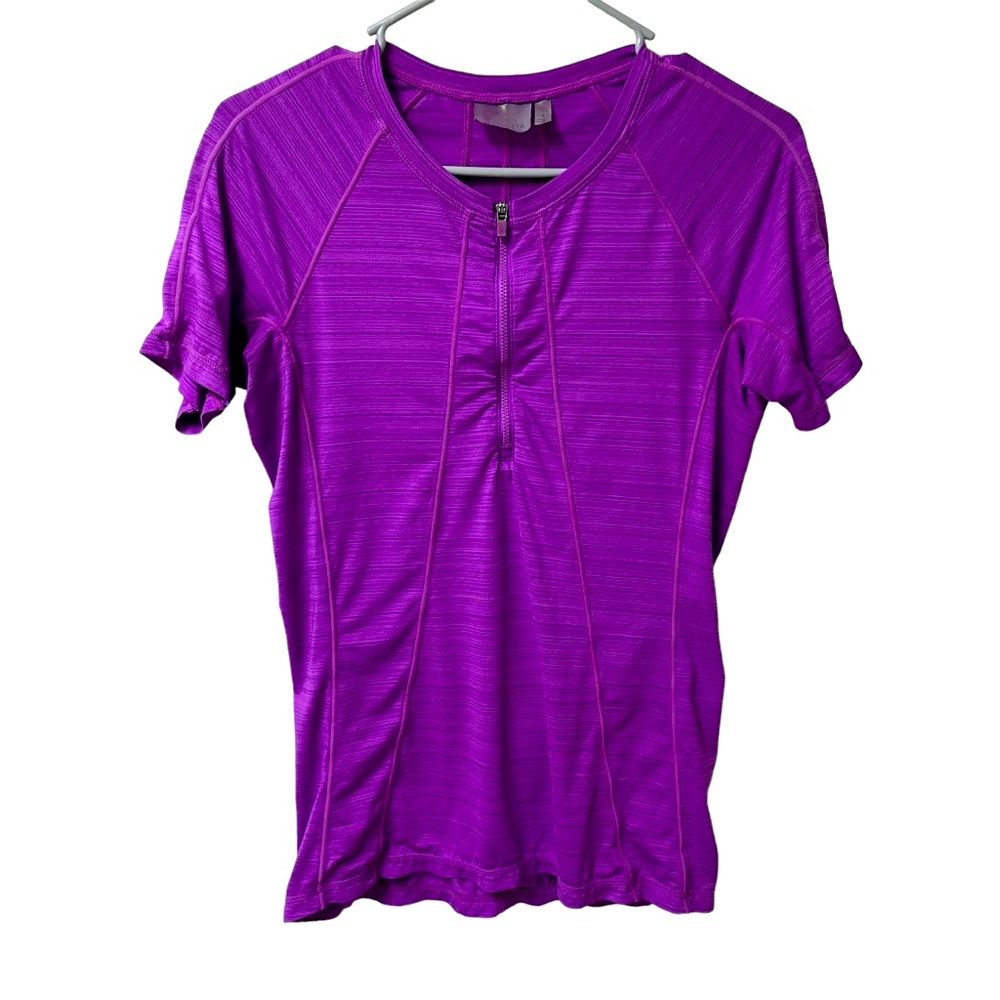 Athleta Womens Jazzy Purple Pacifica Crew Neck Quarter Zip UPF Tee 2 Size Small